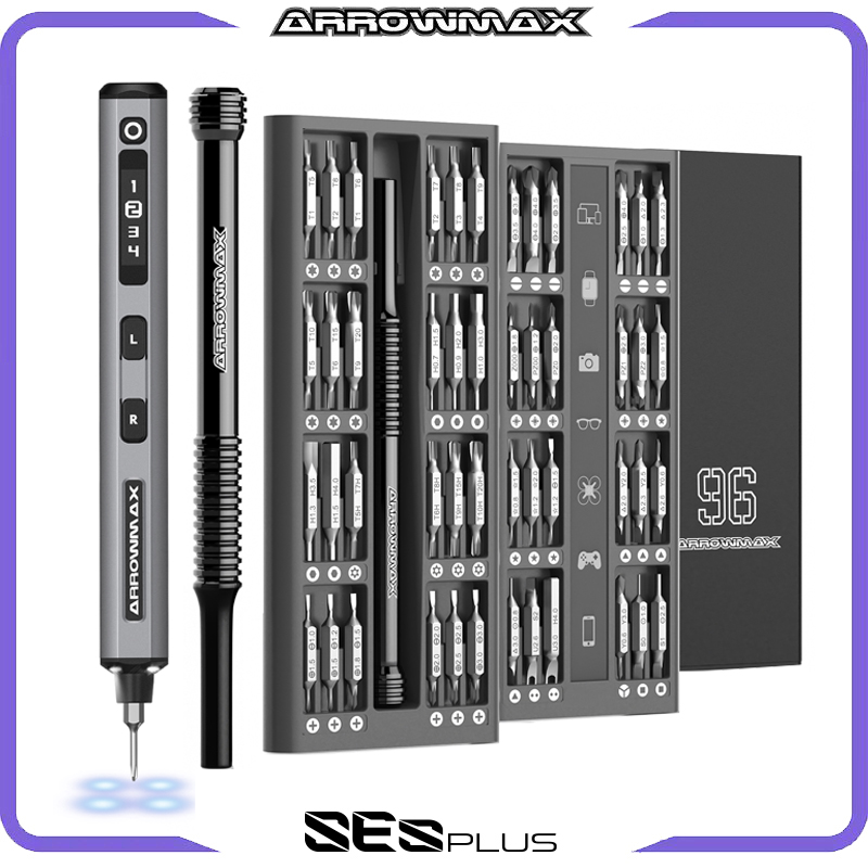 Electric Screwdriver Rechargeable Usb - ARROWMAX 精密電動ドライバーセット 4段階トルク調整 OLEDディスプレイ搭載 充電式ミニコードレスドライバーキット SES