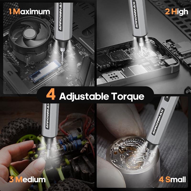 ARROWMAX 精密電動ドライバーセット 4段階トルク調整 - Electric Screwdriver Rechargeable Usb のレビューと価格