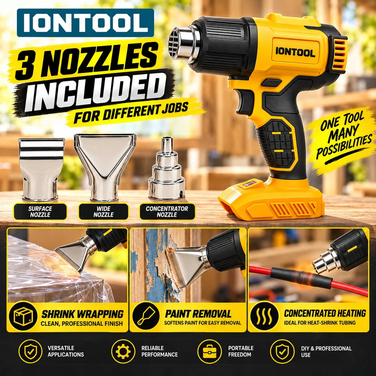 IONTOOL コードレスヒートガン 550 ℃   高温で - Cordless Heat Gun For Shrink Tubing のレビューと価格