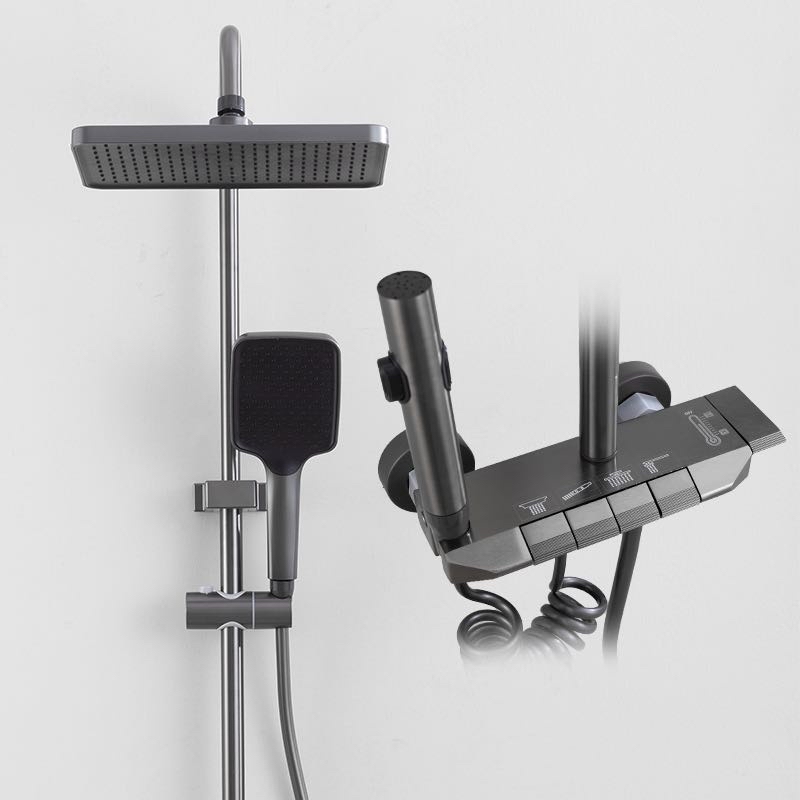 グレークロームバスルームシャワー水栓セット壁掛けシャワーコラ - Plumbing のレビューと価格
